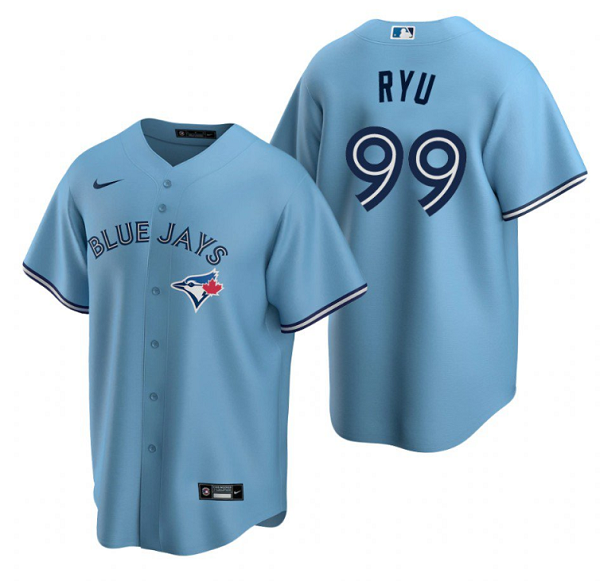 Men's Toronto Blue Jays #99 Hyun-jin Ryu Blue Cool Base Stitched Jersey